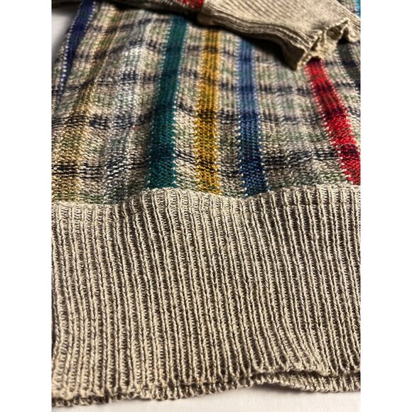 Bullock & Jones Mens Multicolor Plaid L (50) Striped Sweater Made In Italy - Picture 5 of 12